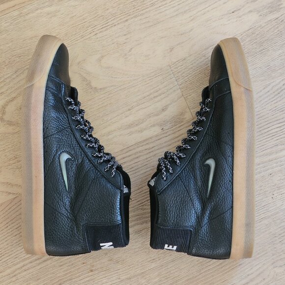 Nike SB Blazer Zoom Mid Premium - Men's black leather sneakers size 10 - Picture 6 of 7